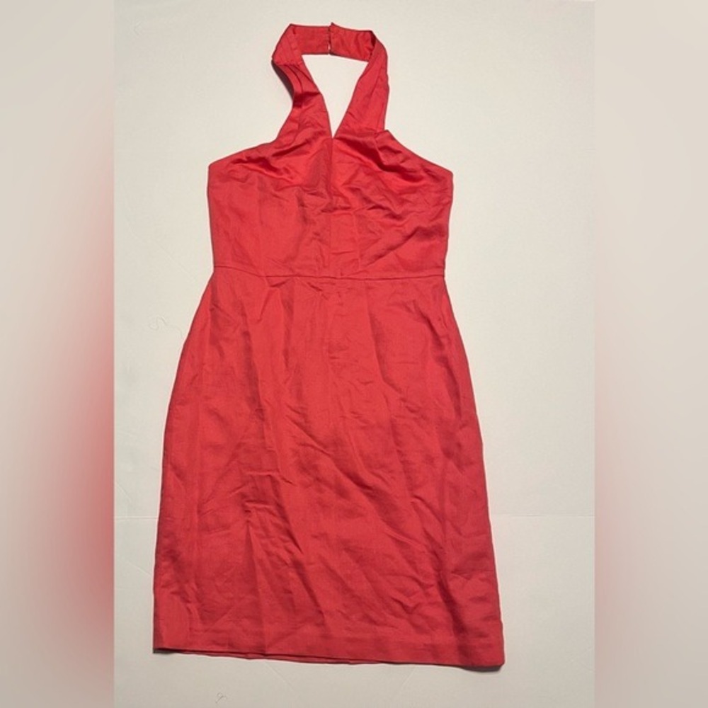 Banana Republic Halter Neck Sheath Dress Coral Pink Red Size 6 Cocktail Summer